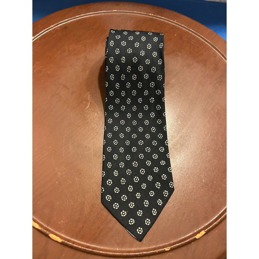 Lane Crawford‎ Ltd Hong Kong Men's Black 100% Silk Tie Floral Necktie England